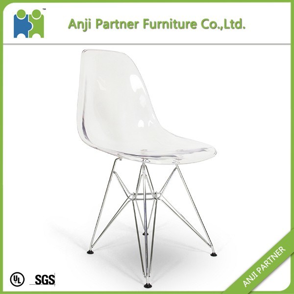 White Transparent PP Plastic Dining Chair with Metal Frame Feet (Lingling-K)