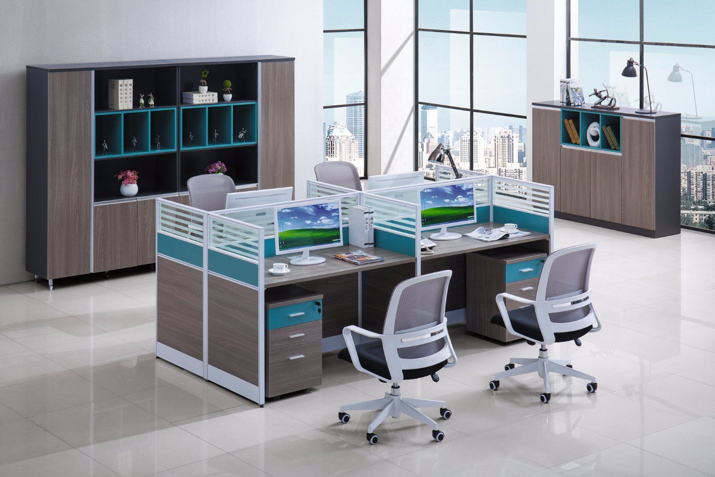 4 Seats High-End Combination  Removable Workstation Office Desk