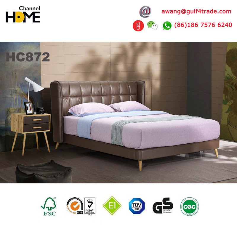 Home Furniture New Elegant Design Modern Leather Bed (HC872)