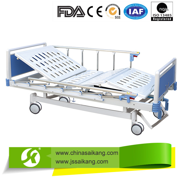 Powder Coated Steel Hospital Double Crank Manual Bed