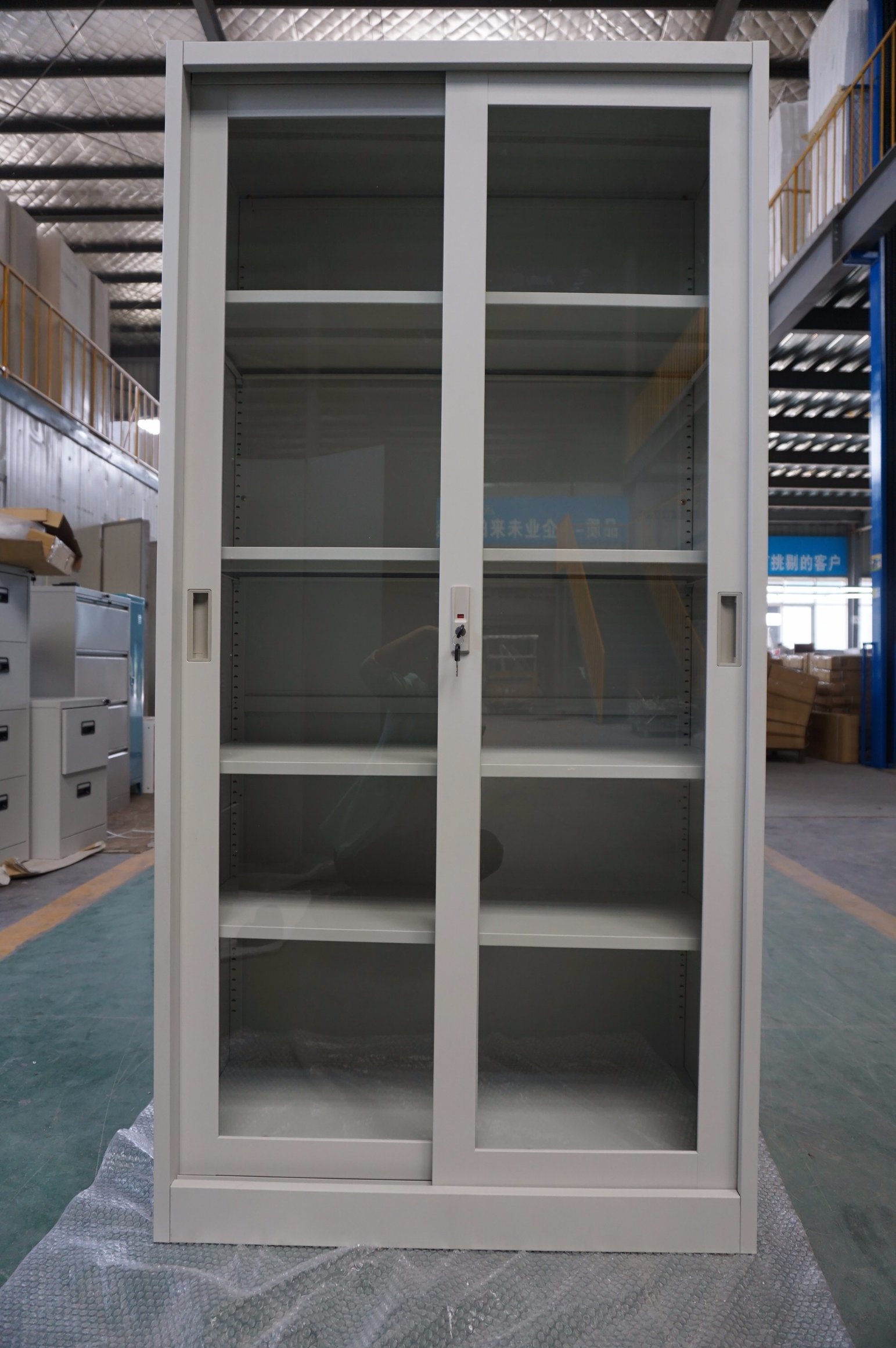 Full Height Steel Filing Cabinet Glass Sliding Door