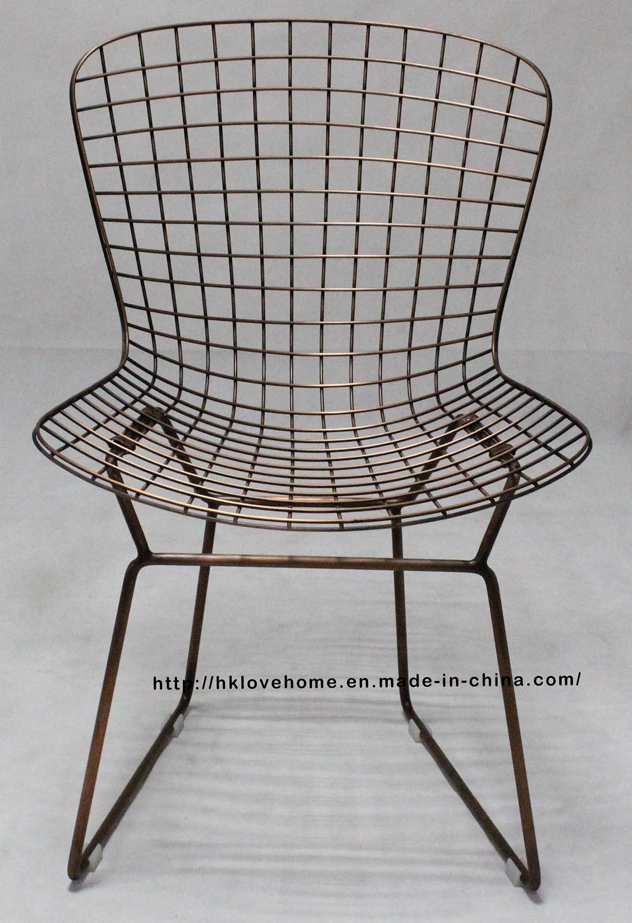 Modern Dining Restaurant Knock Down Metal Bertoia Copper Wire Chair