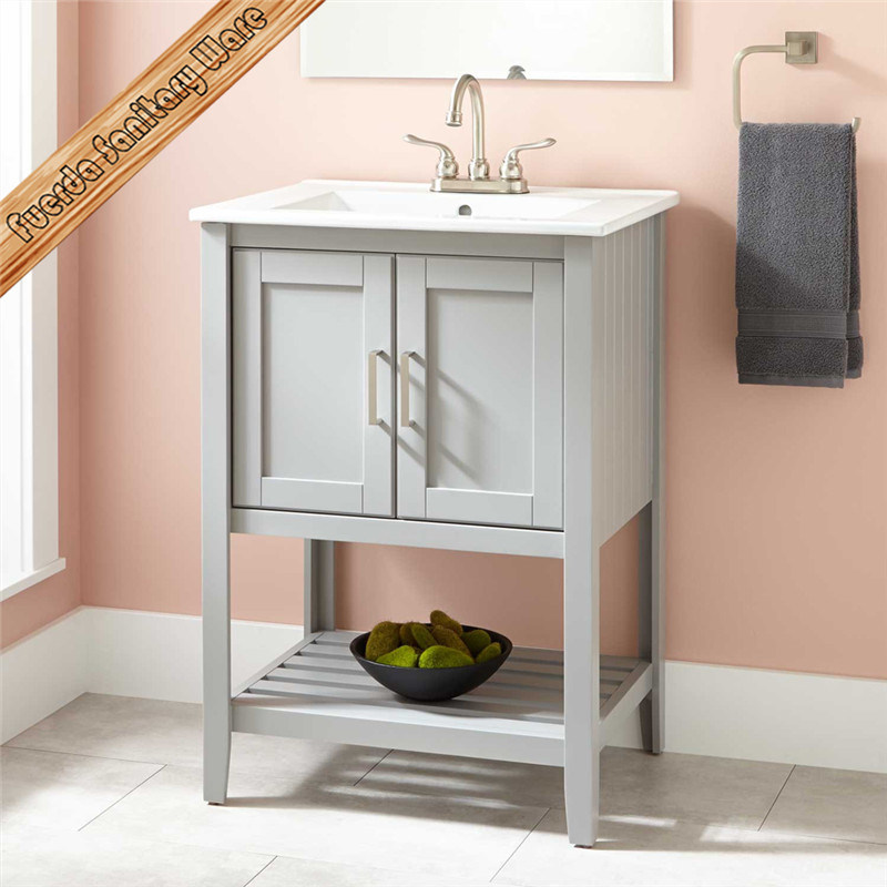 Fed-306b Grey Finishing Beautiful Solid Wood Hotel Bathroom Cabinets