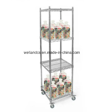 Square Supermarket Adjustable Chrome Metal Bread Display Shelf (CJ6060150A4CW)