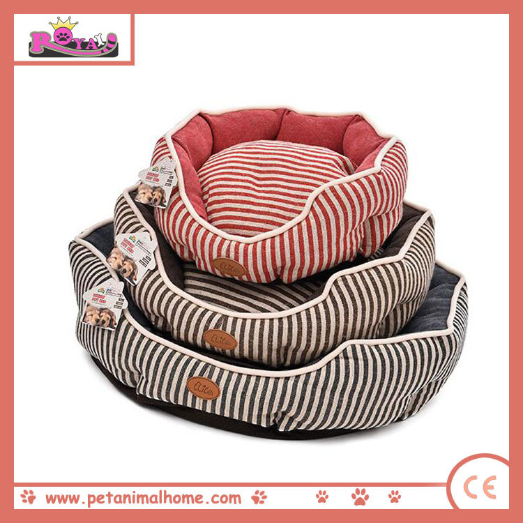 Stripe Pet Bed in Blue Red and Brown