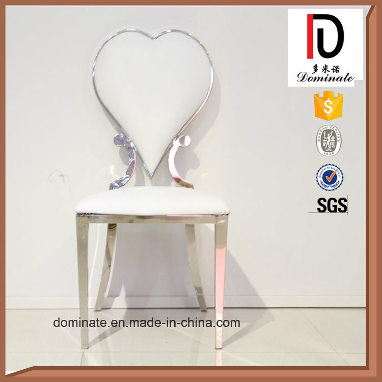 Unique Poker Design Wedding Chairs White Stainless Steel Frame Chair