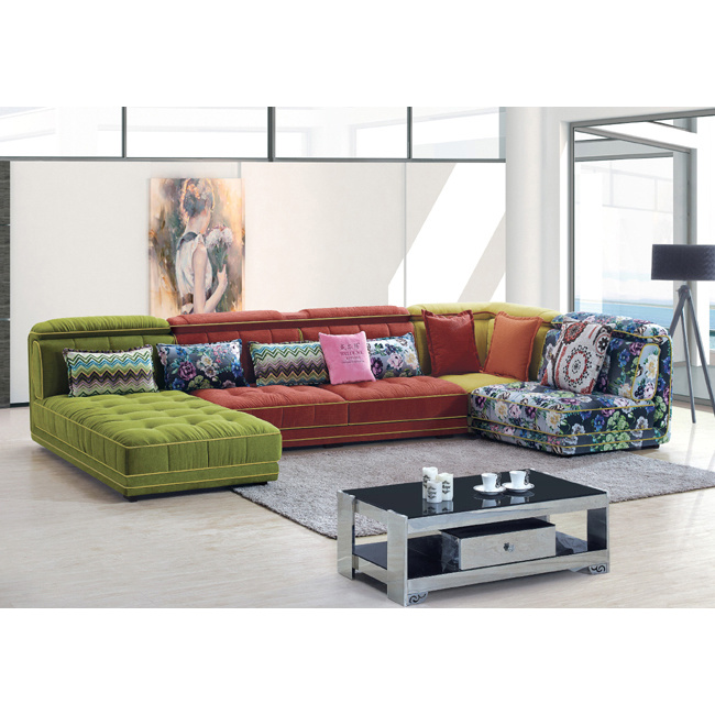 Modern Colorful U Shape Sectional Fabric Sofa 809