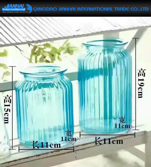 Vertical Stripe Colored Glass Flower Vase for Decoration