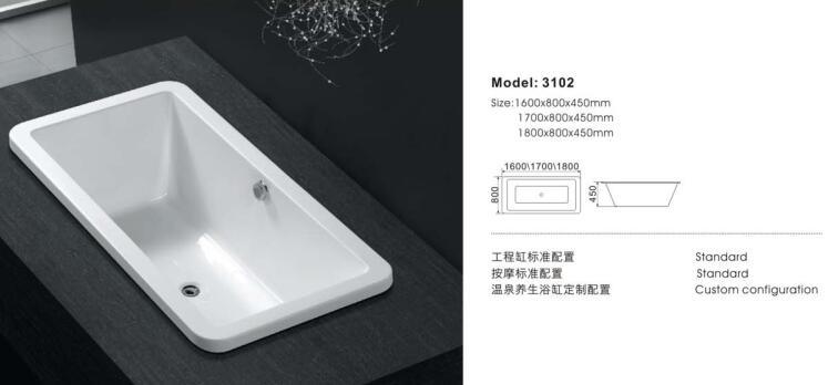 New Design Acrylic Deluxe Bathtub