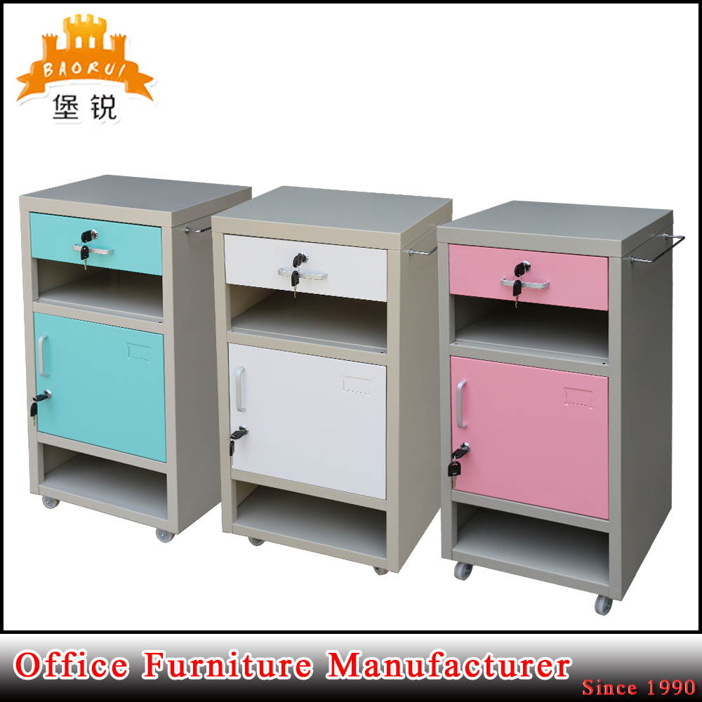 Bedroom Hospital Nightstand Bedside Table Mobile Metal Cabinet