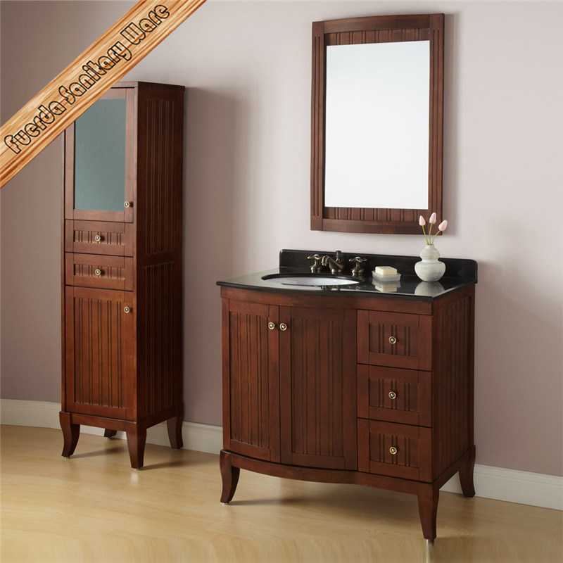 Top Quality Solid Wood Curved Bathroom Vanity Bath Cabinet