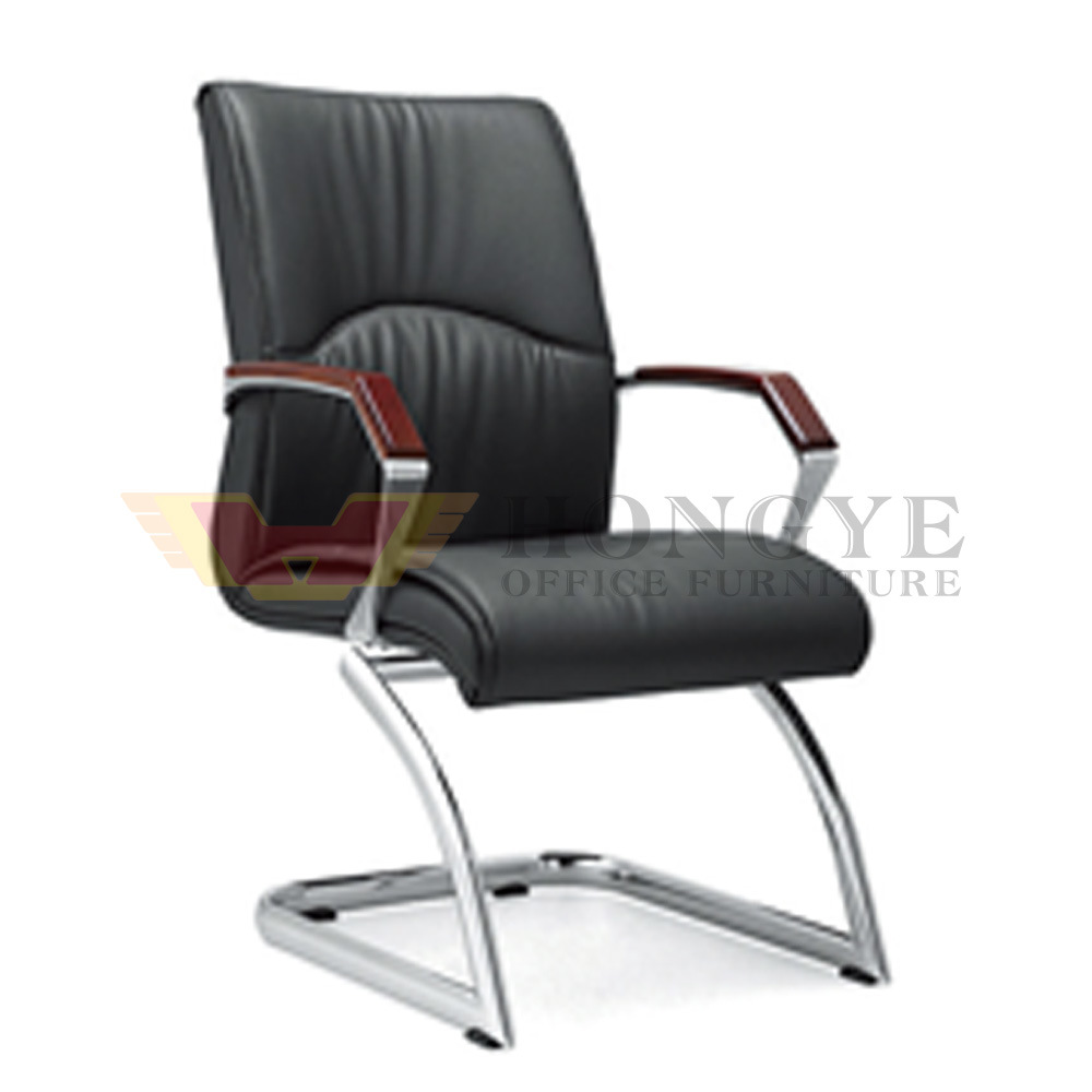 Black Metal PU Leather Office Meeting Chair