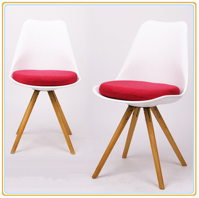 Modern Design Leisure Plastic Chair with Wooden Leg