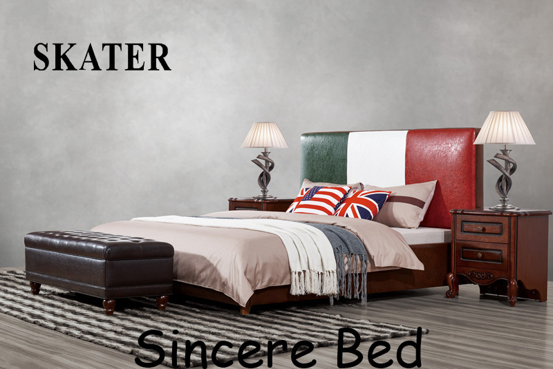 American Style Fabric Bed Leather Bed Furniture