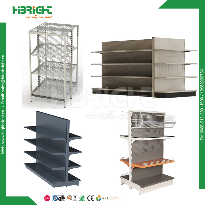 Cosmetic Supermarket Shelving Gondola Shelf with Glass and Light