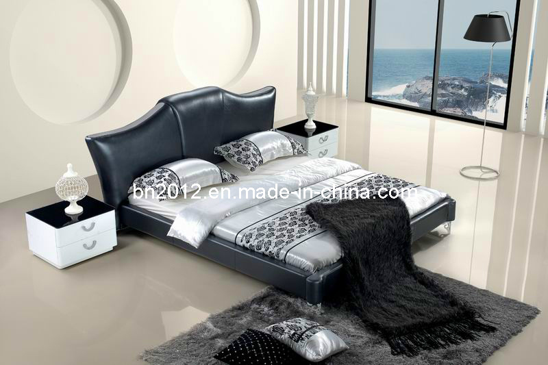 Bedroom Furniture Modern Genuine Leather Soft Bed (SBT-5830)