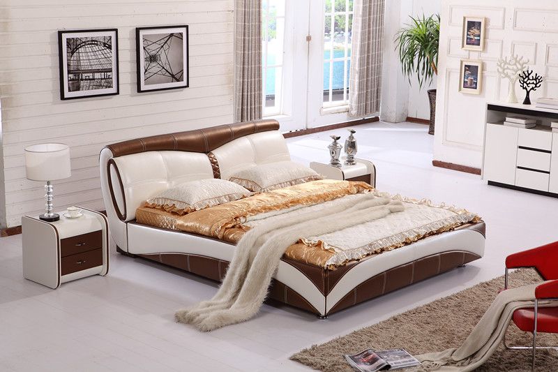 Genuine Leather Modern Bed (H8326)