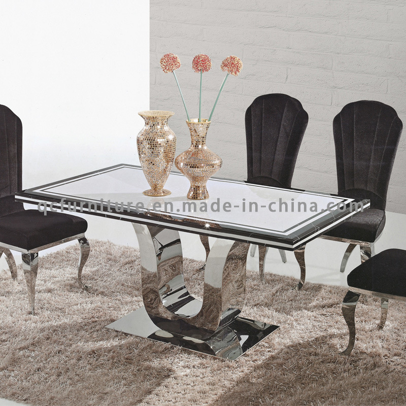 Modern Dining Room Dining Table Marble Top Metal Legs