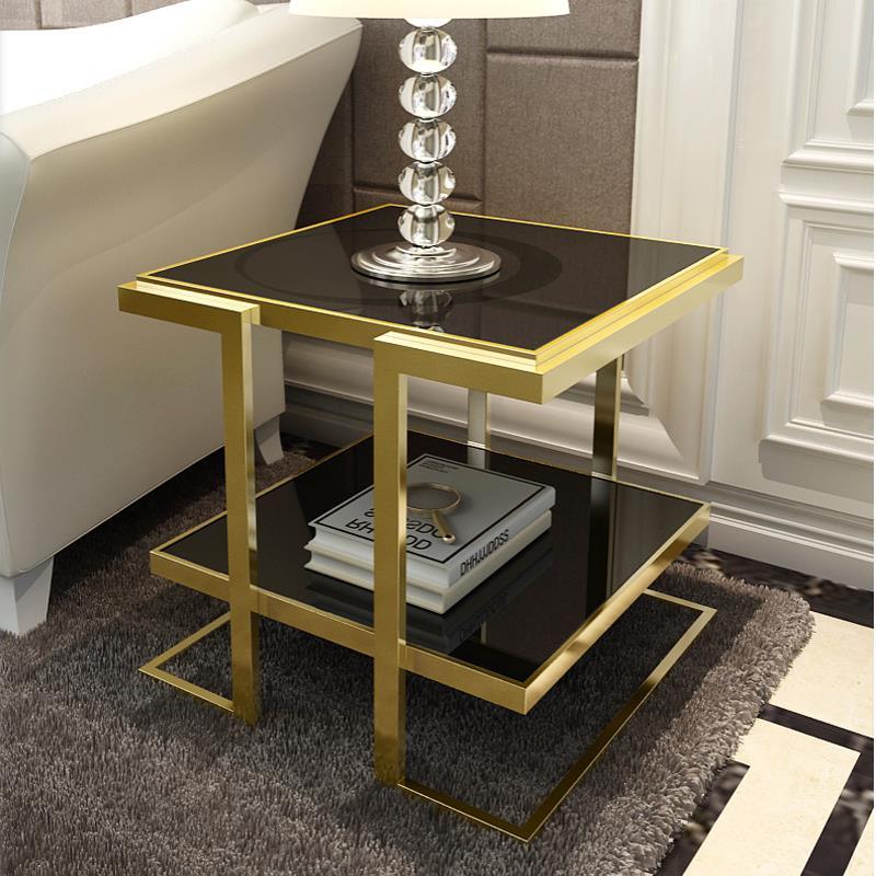 Square Stainless Steel Gold Color Coffee Table