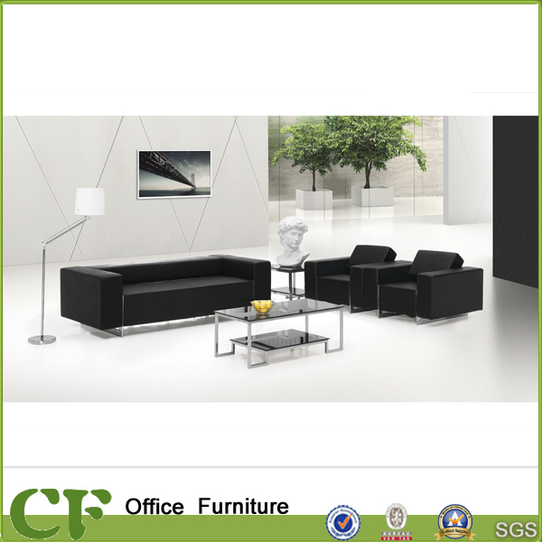 Metal Structure Multi Seater PU Leather Black Office Sofa