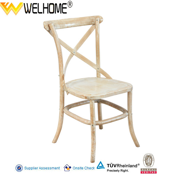 Lime Wash Wooden Cross Back Chair for Dining