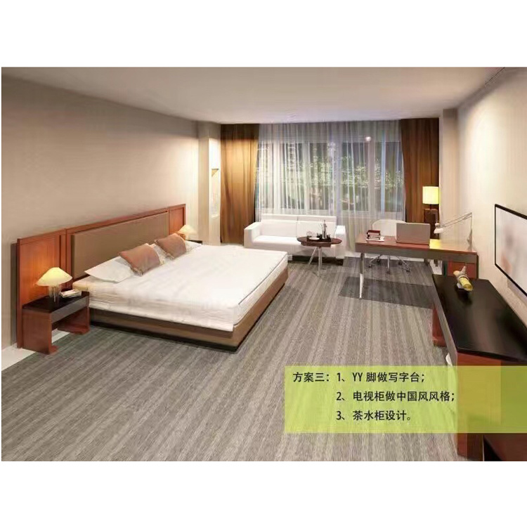 Factory Manufacturer 3 Star Economical Class Hotel Bedroom Furniture King Size Bed