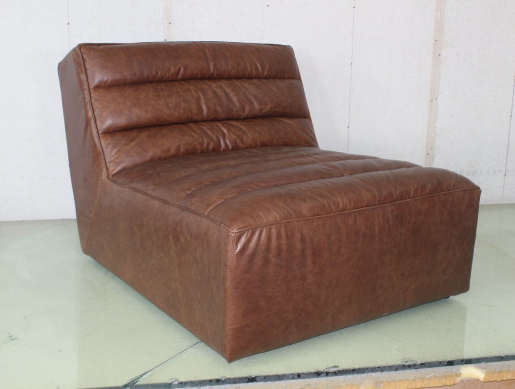 Full Leather Sofa Without Armrest, Vintage Leather Sofa