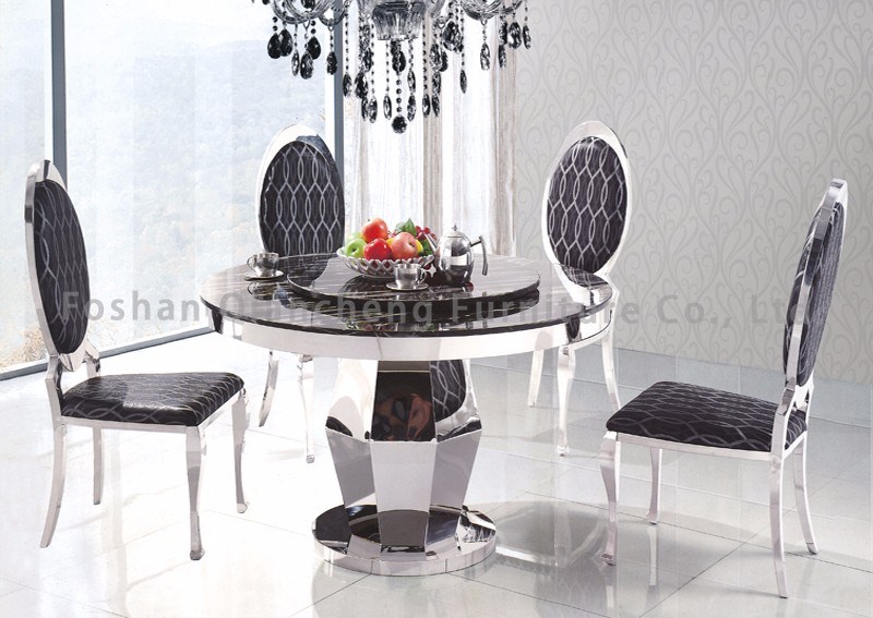 India Style Round Dining Table Stainless Steel Frame