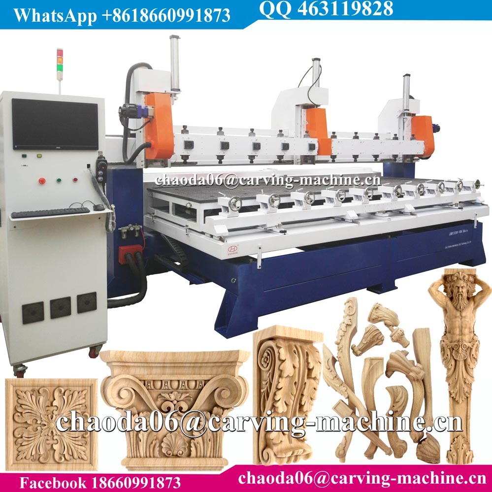 CNC Router 5 Axis CNC Wood Carving Machine for 3D Corbel Pilaster Capital Column Antique Furniture Leg Lion Baluster Stair Statue Figure Sculpture