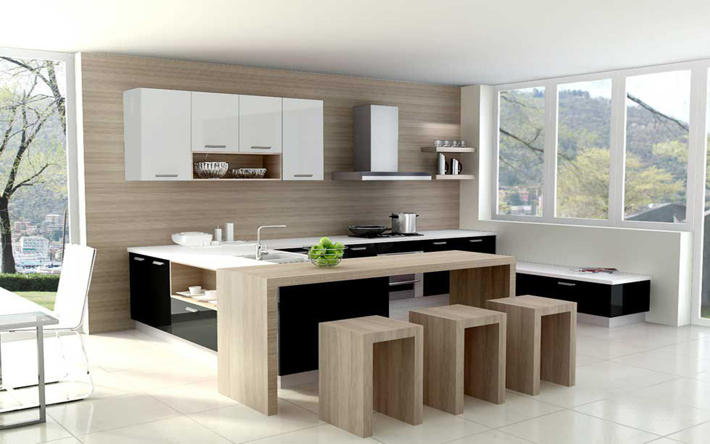 Melamine Laminated Particle Board Kitchen Cabinet (zg-008)