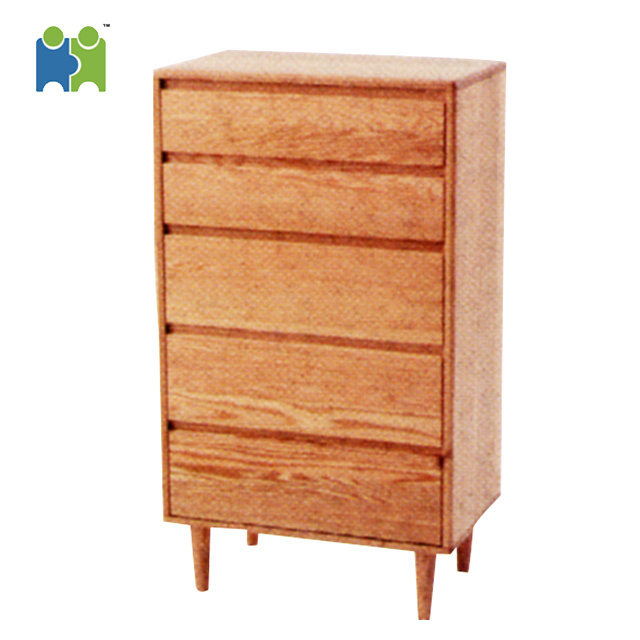 High Quality Five-Storey Solid Wood Oak Cabinet Bedroom Bedside Cabinet for Sale (Elaine)