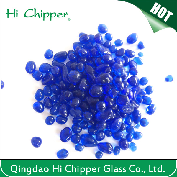 Garden Decoration Blue Glass Pebbles Without Hole