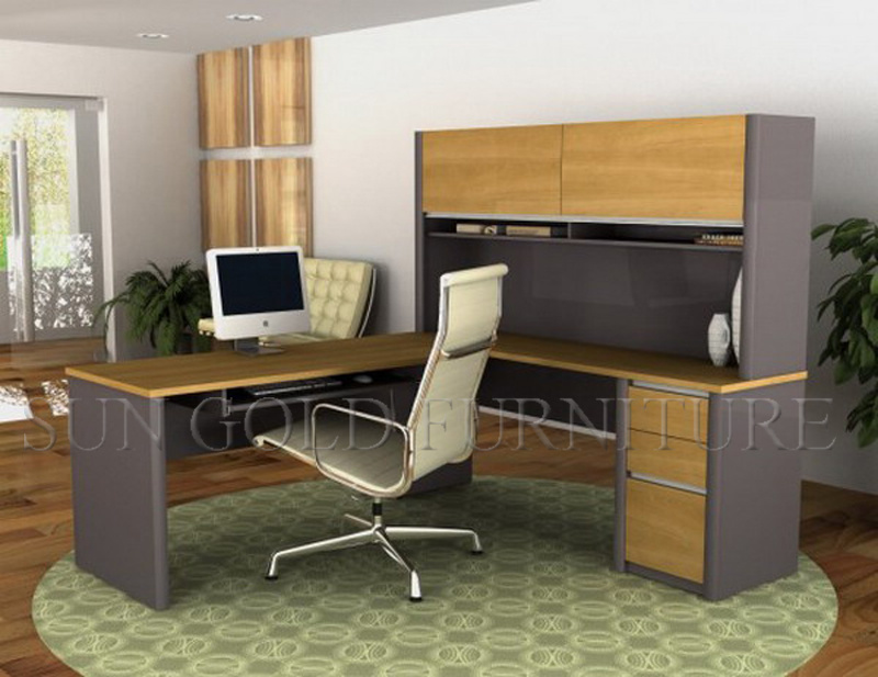 Modern Laminated Particle Board Computer Desk with Shelves Price (SZ-OD217)