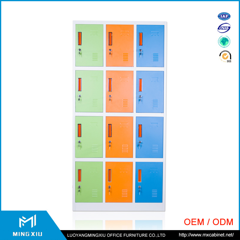 Mingxiu Colorful Muti-Tier Steel Cabinet Clothes Locker Used School Metal Locker 12 Door Storage Cabinet