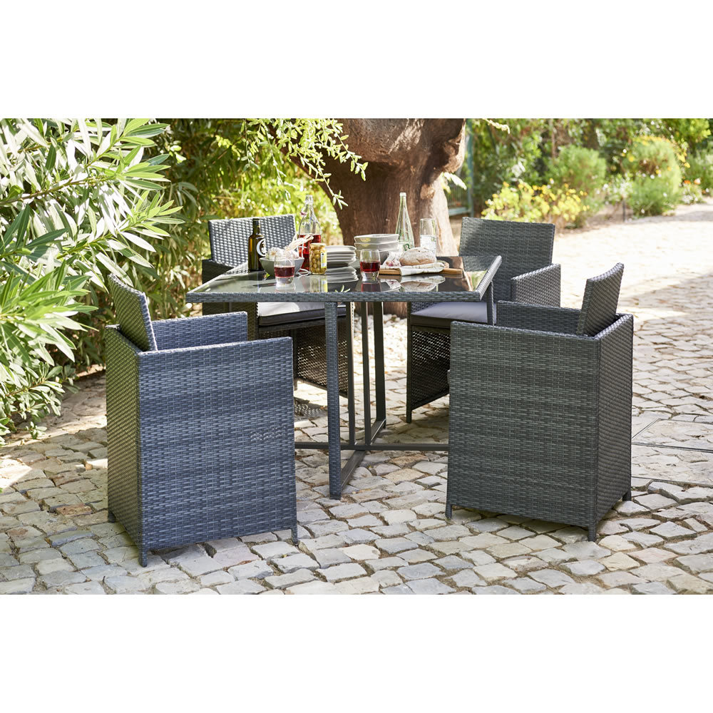 Rattan Effect Cube Set 4 Seater