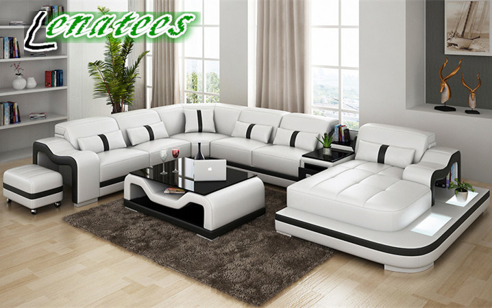 G8027 Luxury Size Leather Mdoern Sofa Storage Design