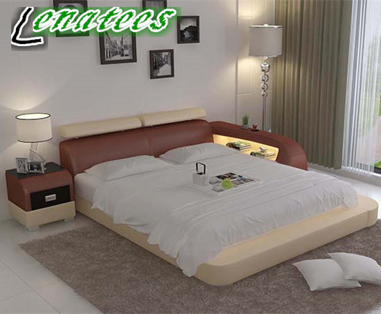 Lb8801 New Style American Platform Bed with Adjustable Headrest LED Light