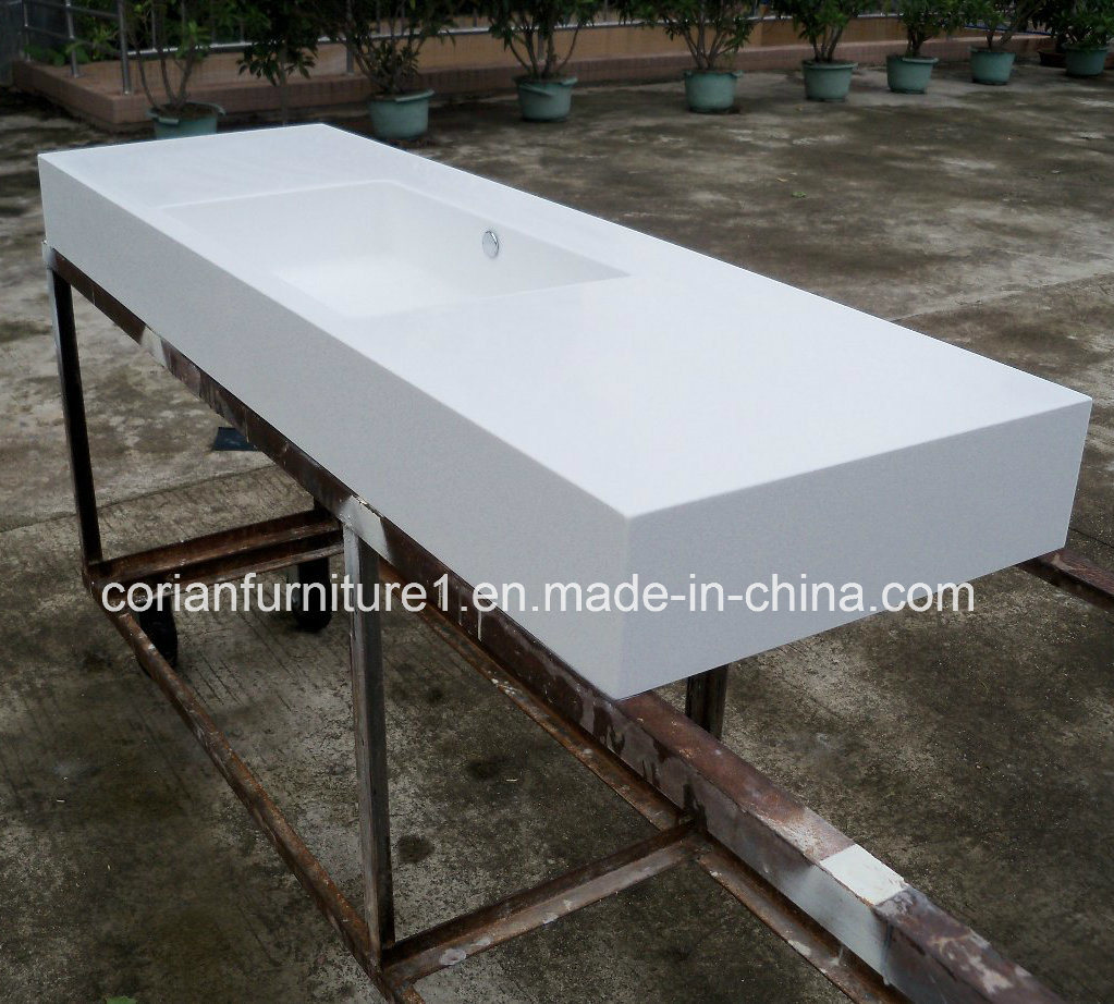 Custom Sized Glacier White Corian Washing Basin Rectangular Sink