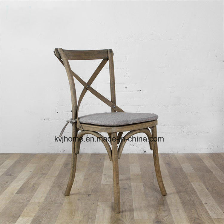 Factory Price Antique X Cross Back Oak Wood Dining Chair (RCH-4001)