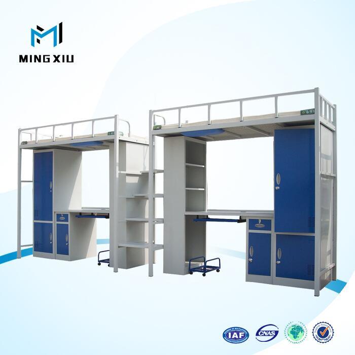 Luoyang Low Price Bunk Bed with Desk / Metal Student Dormitory Bunk Bed with Locker