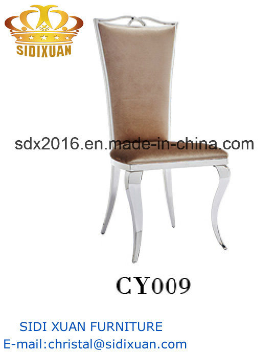 European Style Stainless Steel Fabric Dining Chair for Home Furniture