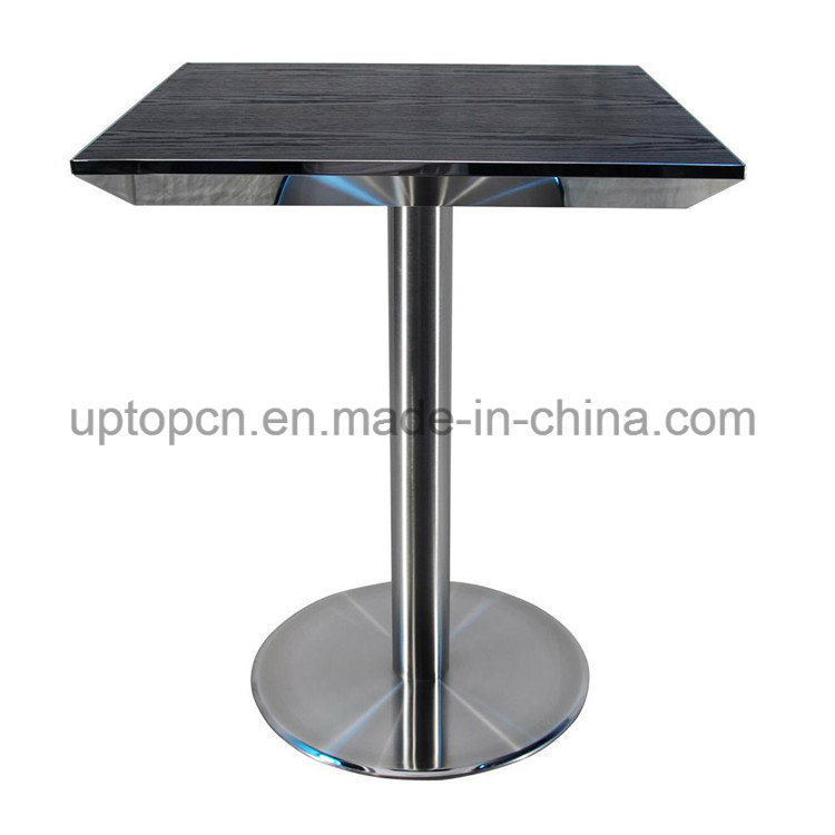 Modern Black Square Wood Cafe Restaurant Table with Stainless Steel Leg (SP-RT194)