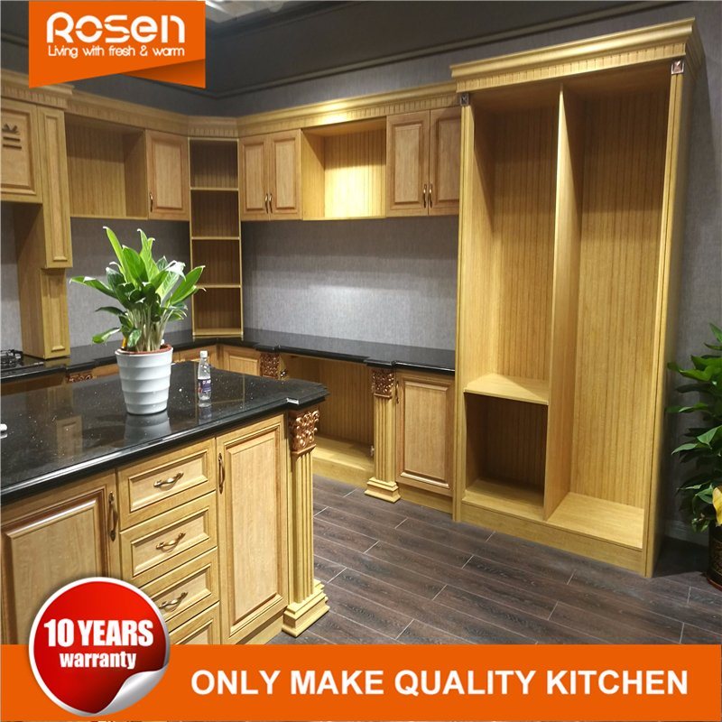 Frameless Shaker Country Style Wood Yellow Kitchen Furniture