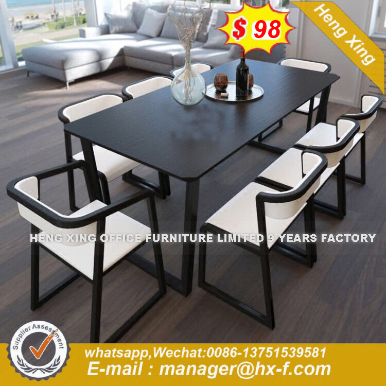 High Quality Shape Wooden Tempered Glass Dining Table (HX-8DN067)