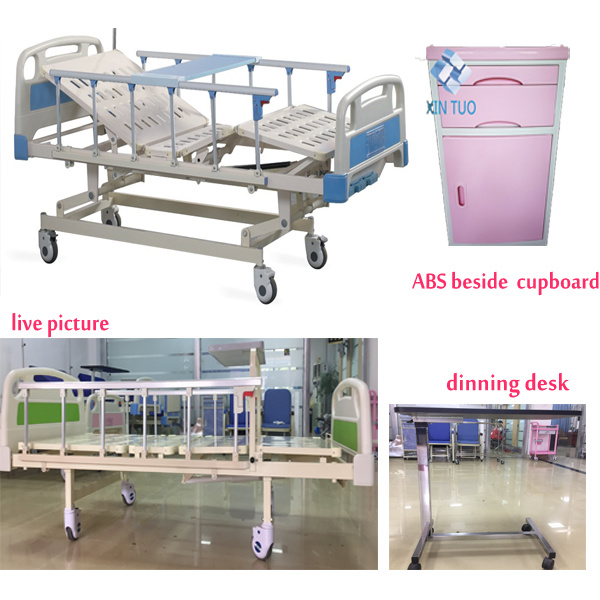 Adjustable Hospital Beds Medical Equipment Furniture 3 Crank Manual