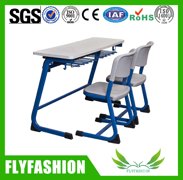 Popular Used School Furniture Double Table with Desk (SF-15D)