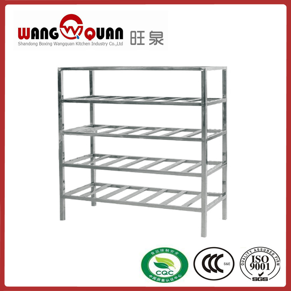 Supermarket Rack Tube 5 Tier Stainless Steel Slatted Shelf