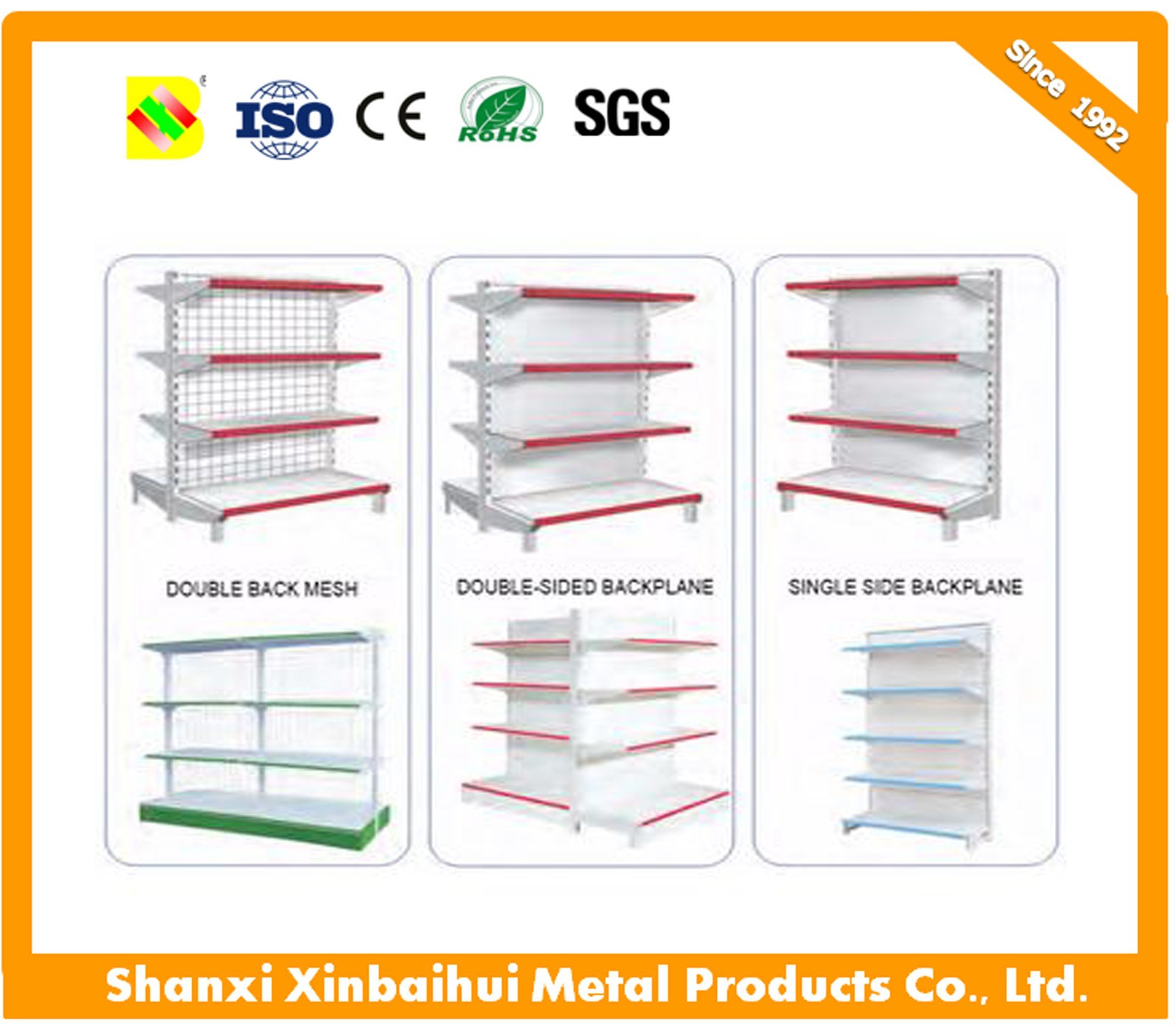 Supermarket Shelf with 2.0mm Bracket, Made of Metal