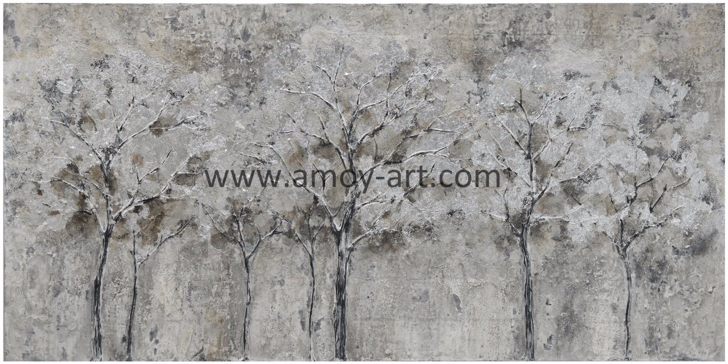 Handmade Abstract Tree Landscape Oil Paintings on Canvas for Home Decoration