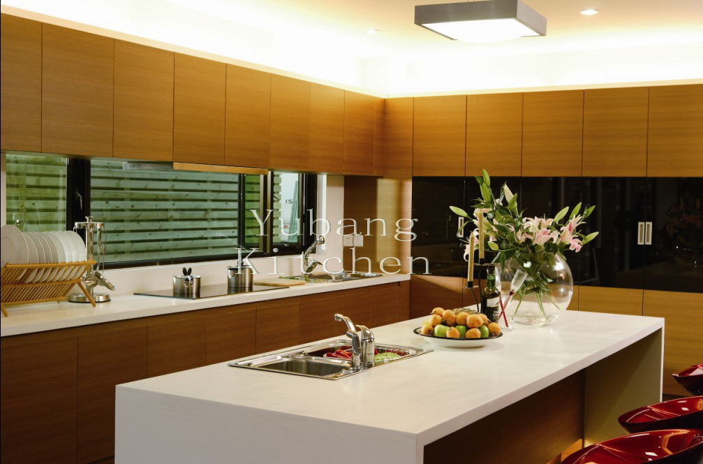 Wood Veneer Kitchen Cabinet (YB-111)